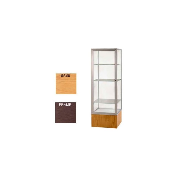 Waddell Display Case Of Ghent Keepsake Display Case Autumn Oak Base, Bronze Frame, Clear Back 24"W x 72"H 4024CB-BZ-AK - main
